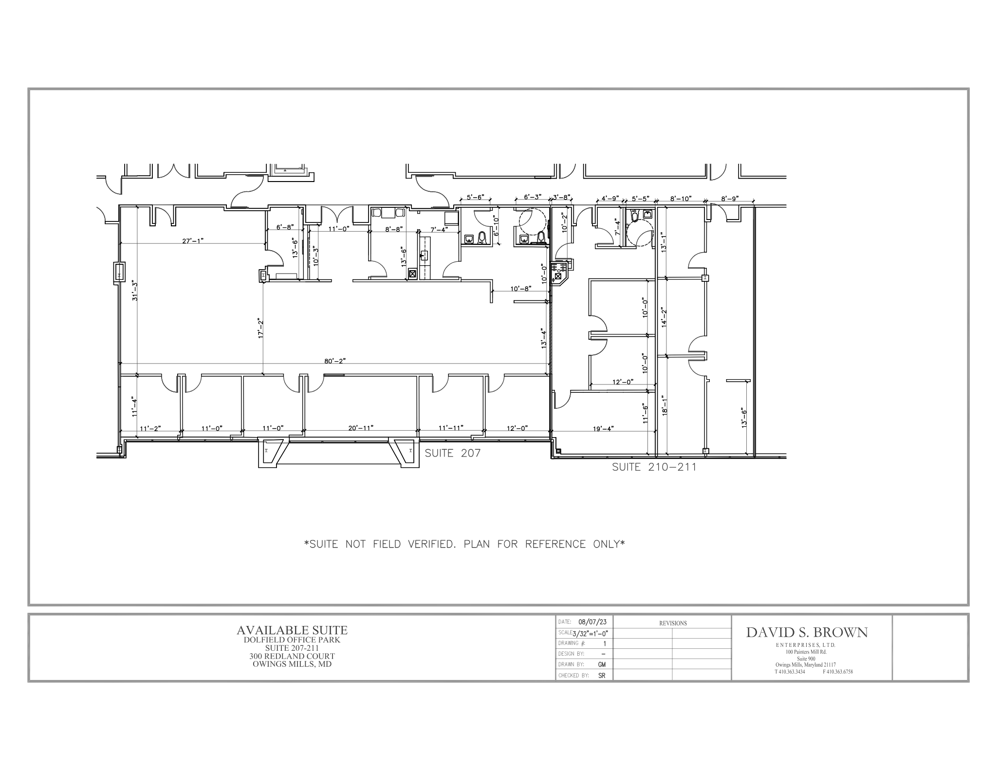 300 Redland Court - Suite 210, 935 SF, office floor plan