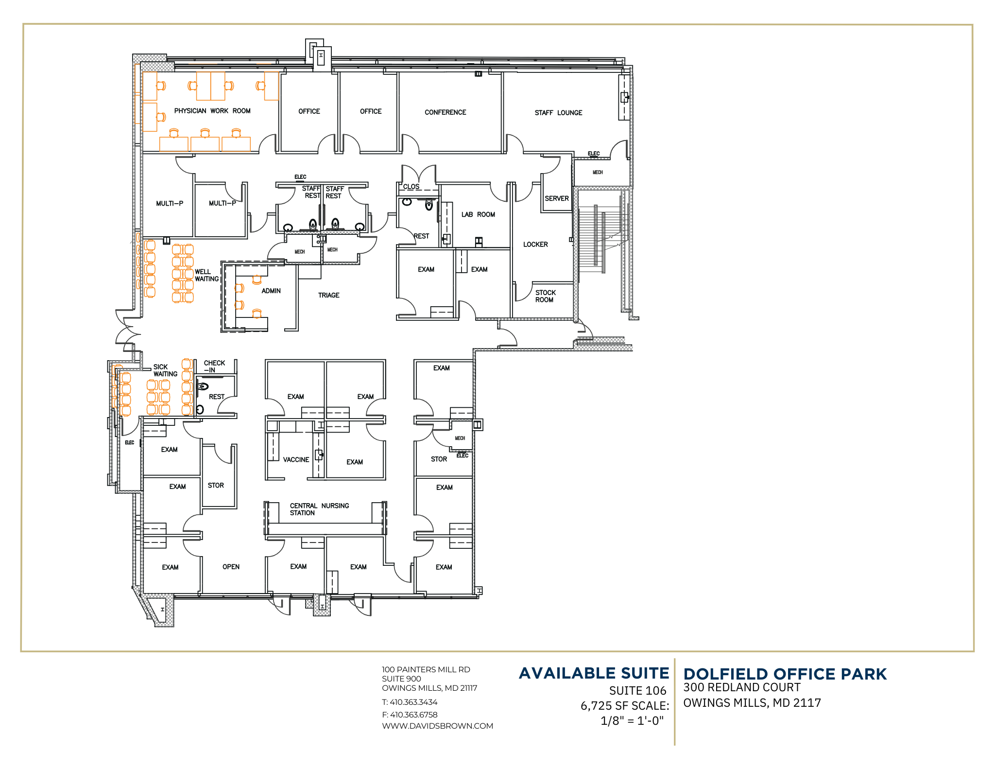 Dolfield Office Park - 300 Redland Court - Add Suite 105, 6,725vsf, office floor plan space for lease in Owings Mills, MD