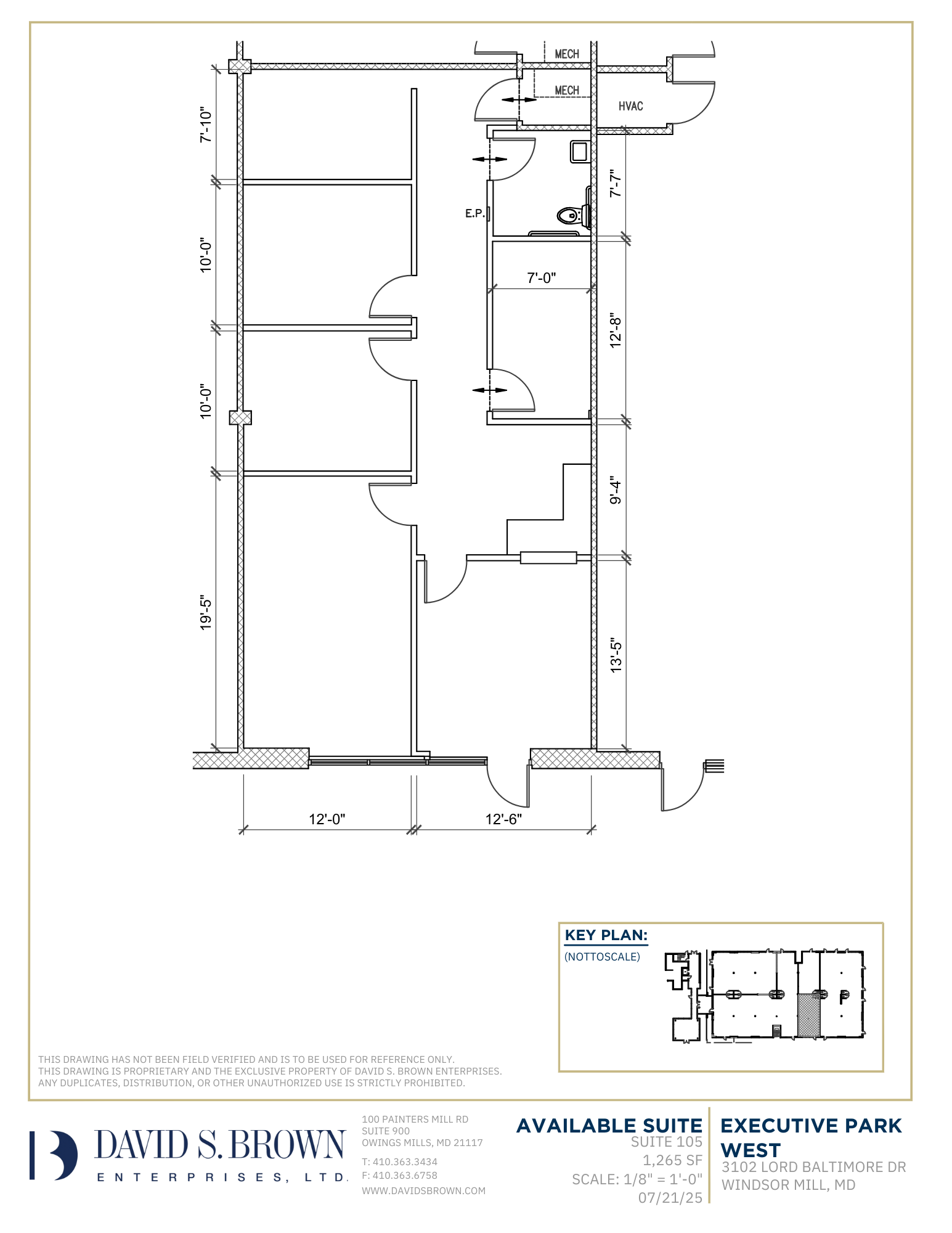 Floor Plan for 3102 Lord Baltimore Dr Suite 105 - Executive Park Drive